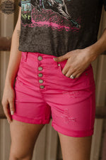 Peyton Pink Denim Shorts - Also in Plus Size