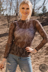 Kick the Dust Up Brown Boot Stitch Mesh Layering Top - Also in Plus Size