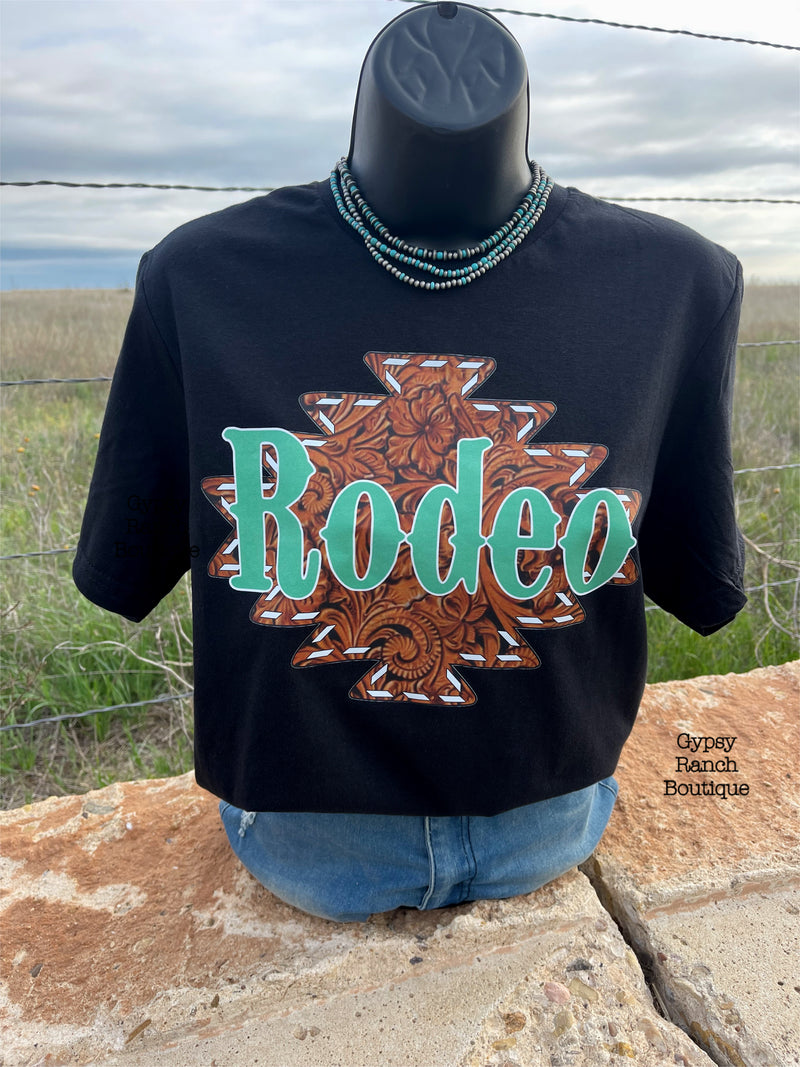 Rodeo Time Tooled Leather Look Tee - Also in Plus Size