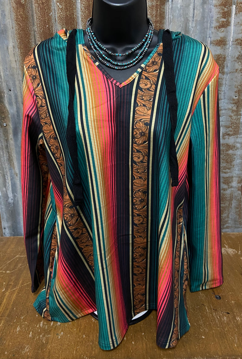 Live In It Serape Tooled Pullover Top - Also in Plus Size