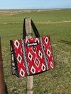 Sterling Kreek Red Aztec and Cow Print Tote Bag