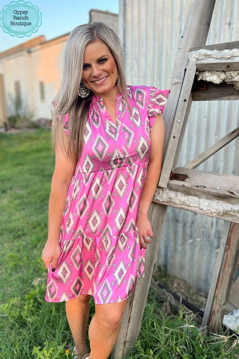 chinese dress ladies Tolar Pink Aztec Dress