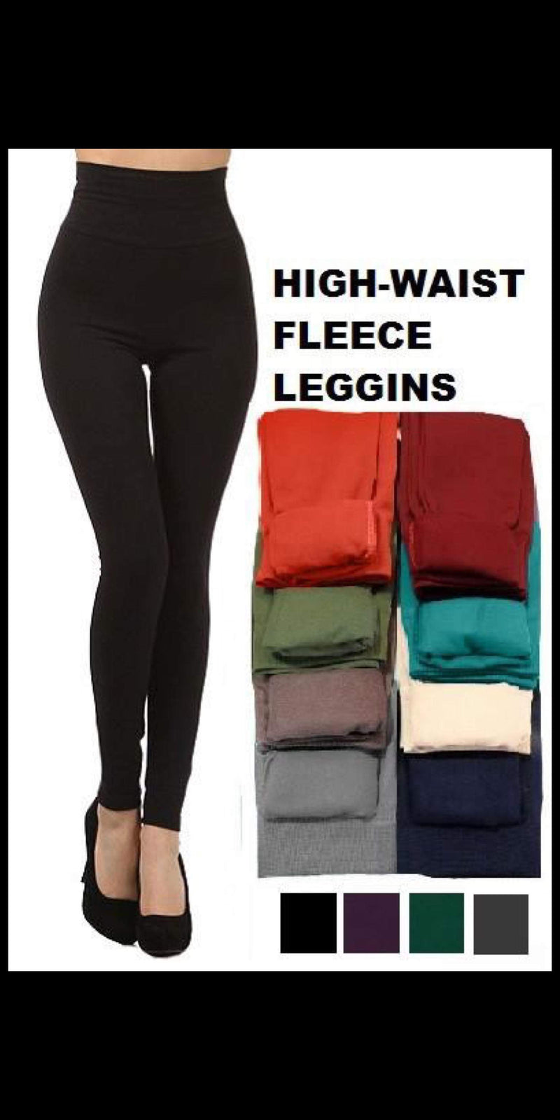 High Waist Tummy Control Fleece Leggings-PLUS