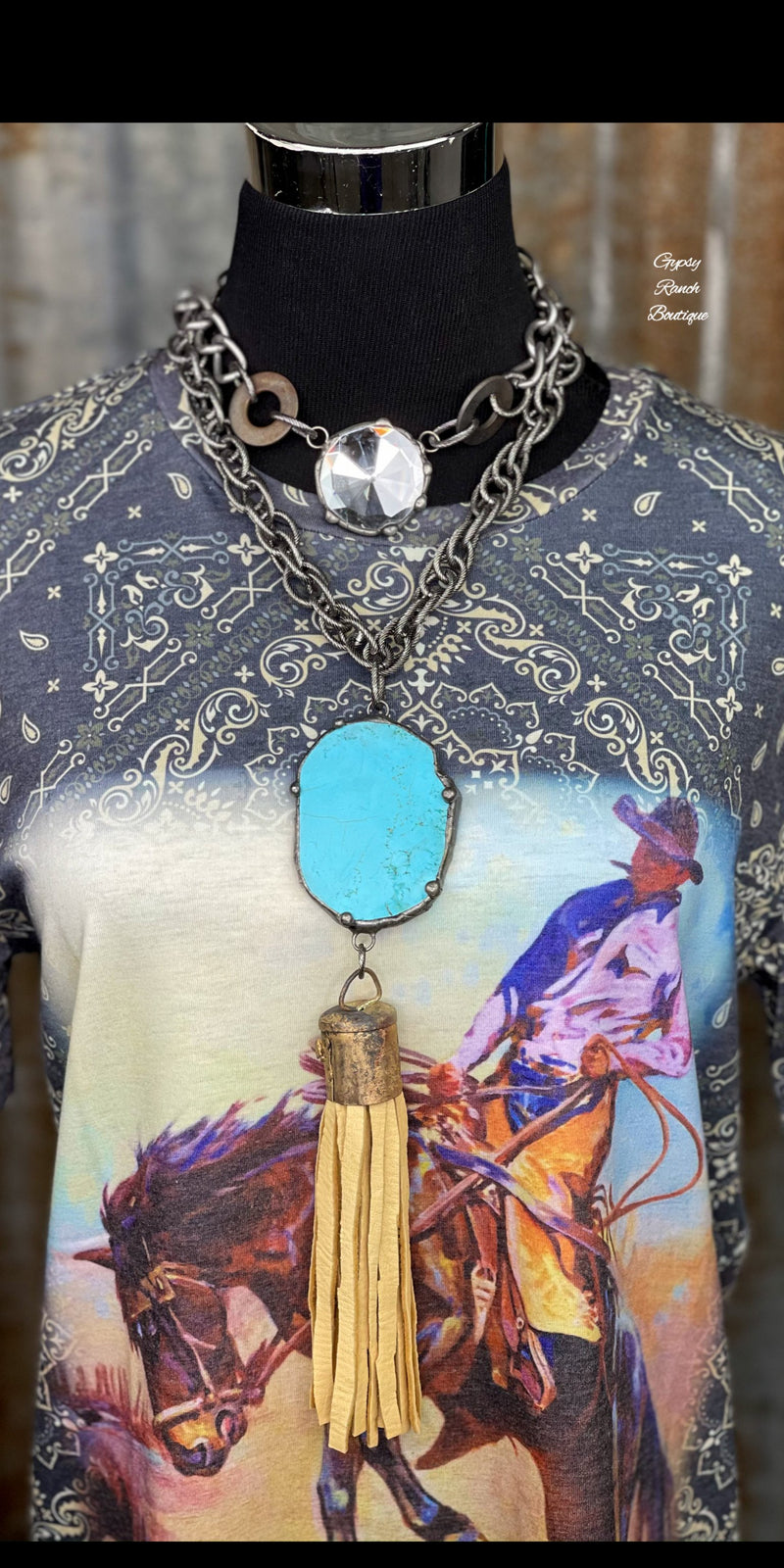 Tucker Turquoise Fringe Stunner Chain Necklace