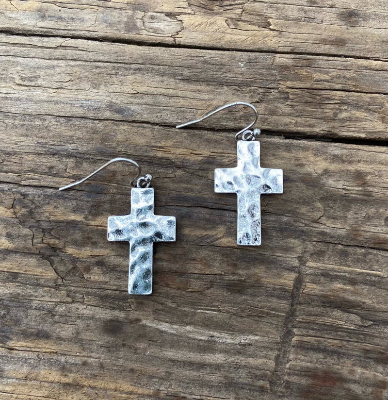 Jasper Silver Cross Earrings