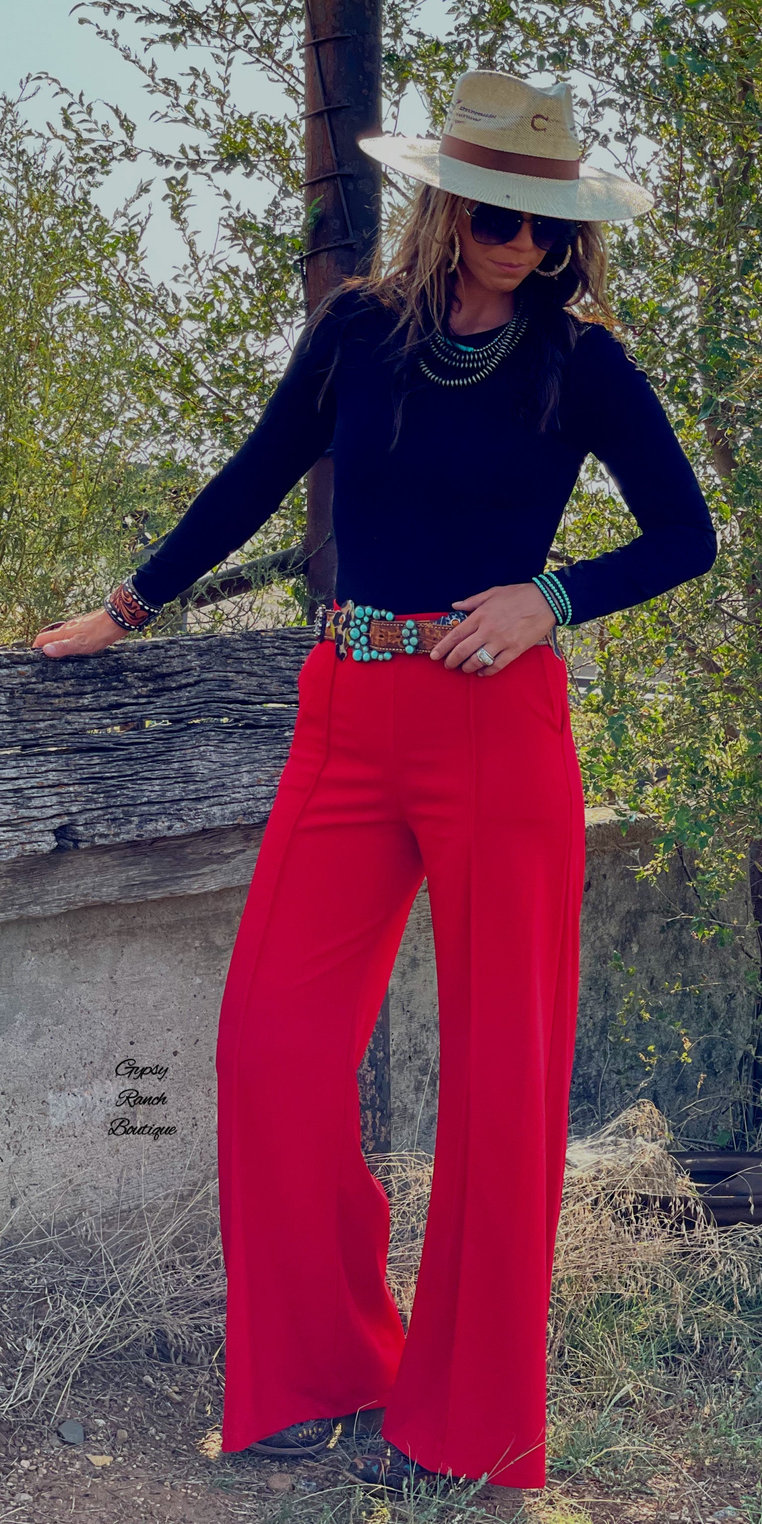 Tryce Red Trouser Pants - Also in Plus Size – Gypsy Ranch Boutique