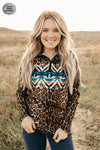 West Wyoming Leopard Aztec Pullover - Also in Plus Sizep