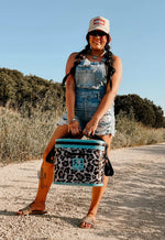 Ranch Hand Leopard Turquoise Cooler