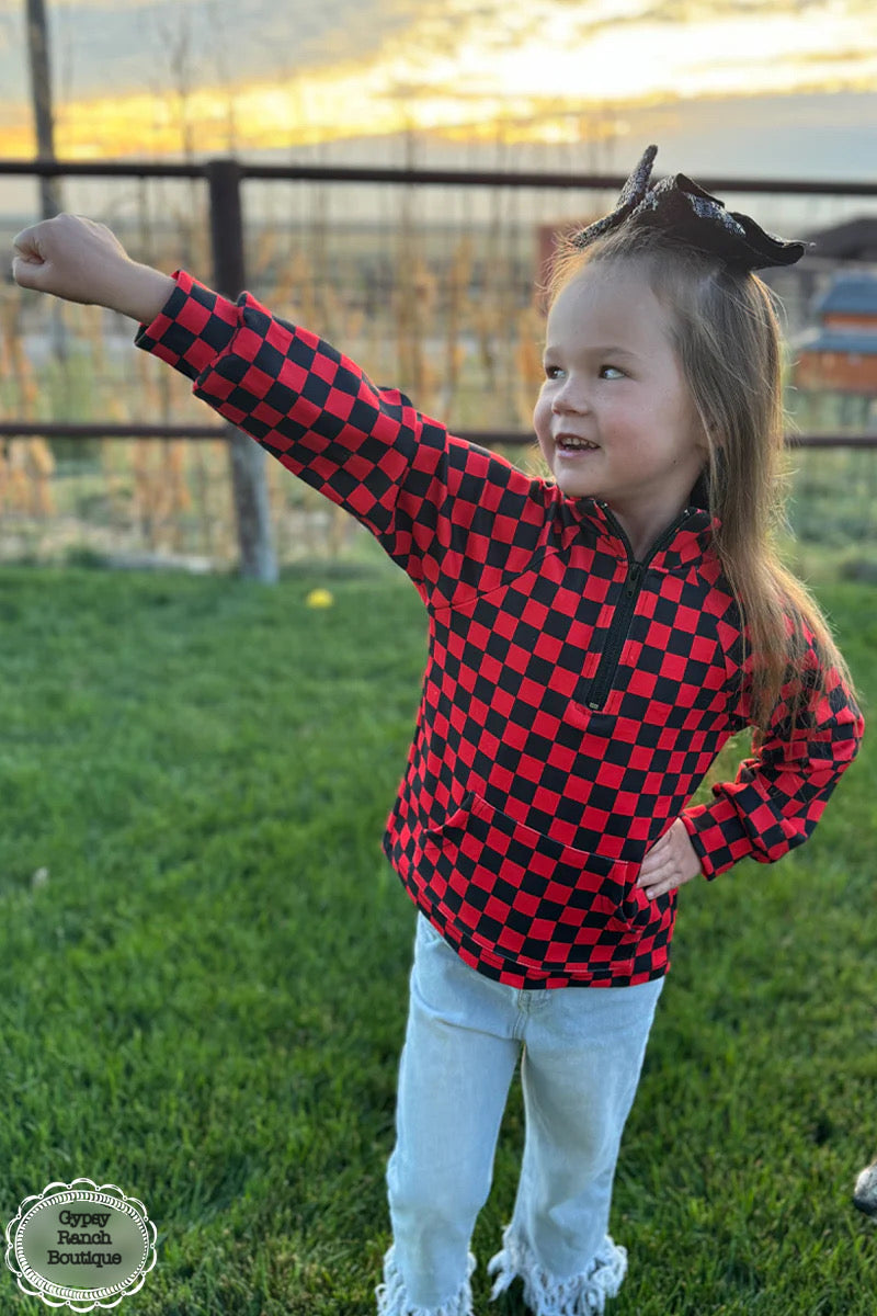Kids Pep N Your Step Red Black Pullover Top