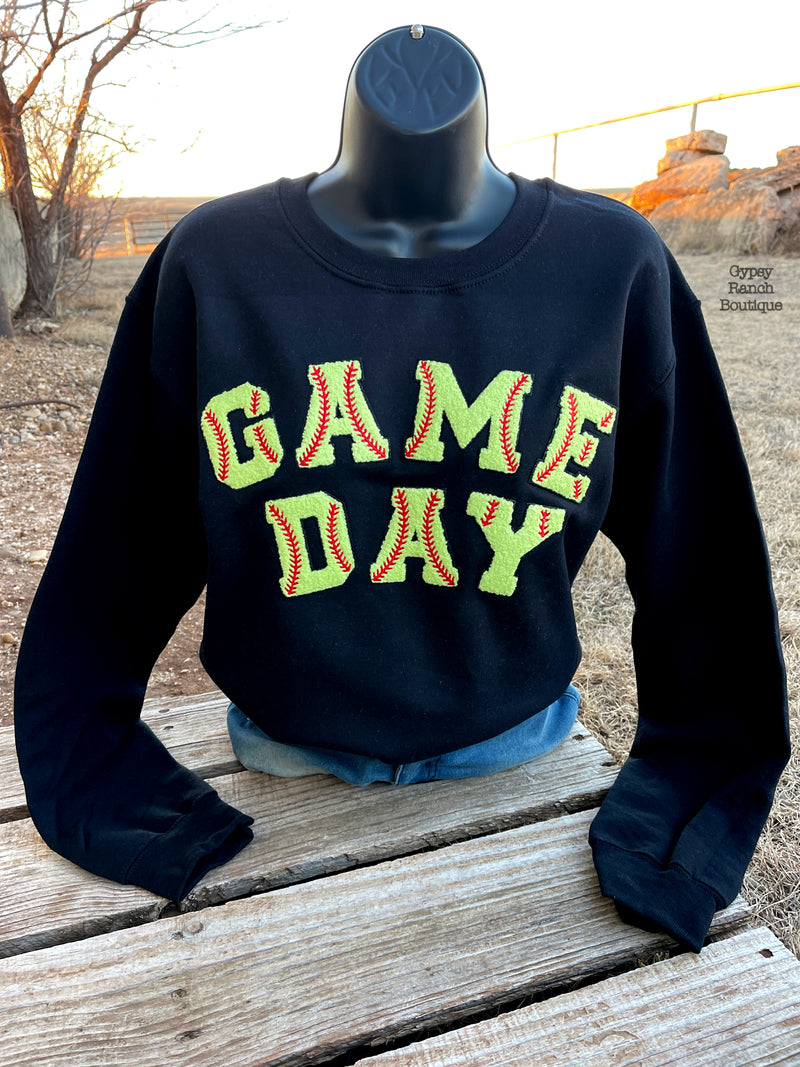 Softball GAME DAY patch Sweatshirt - Also in Plus Size