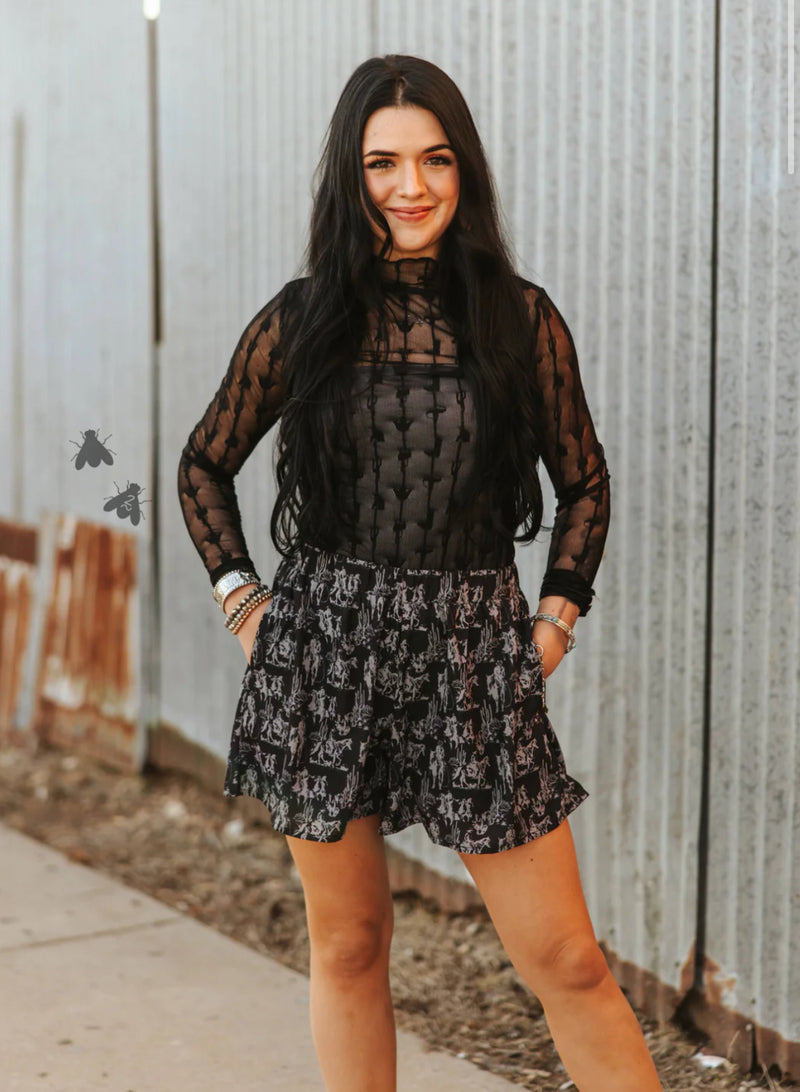Black Lariat Lace Layering Top - Also in Plus Size