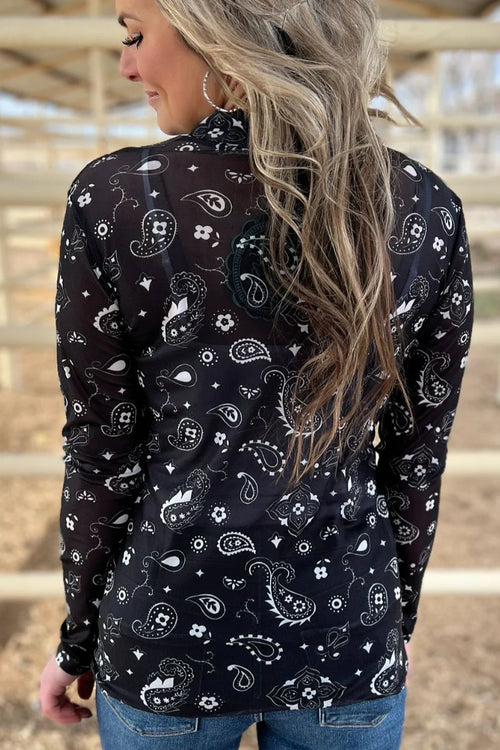 Black Bandana Mesh Layering Top - Also in Plus Size