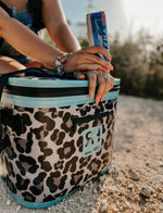Ranch Hand Leopard Turquoise Cooler