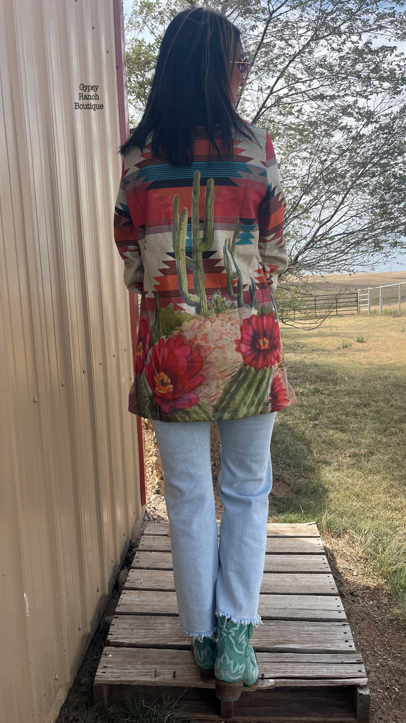 Cordova Cactus Aztec Turquoise Buttons Jacket - Also in Plus Size