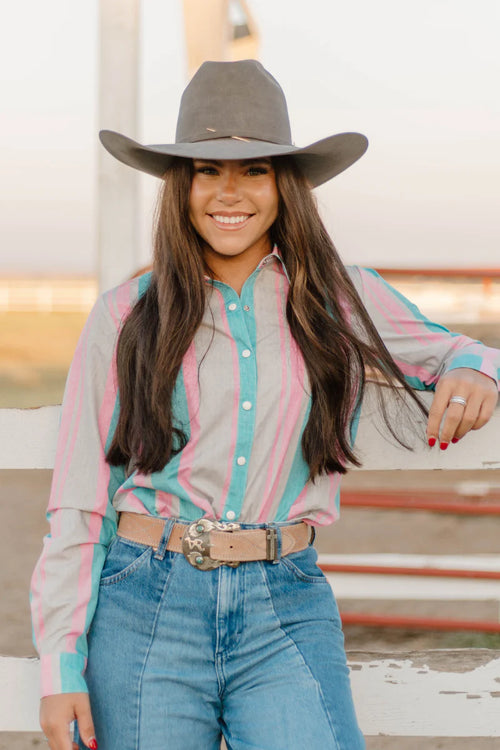 Walk This Way Stripe Button Up Top - Also in Plus Size