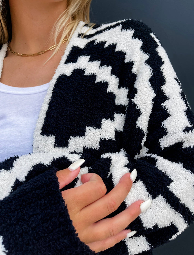 Koe Black Reversible Aztec Cloud Cardigan - Also in Plus Size