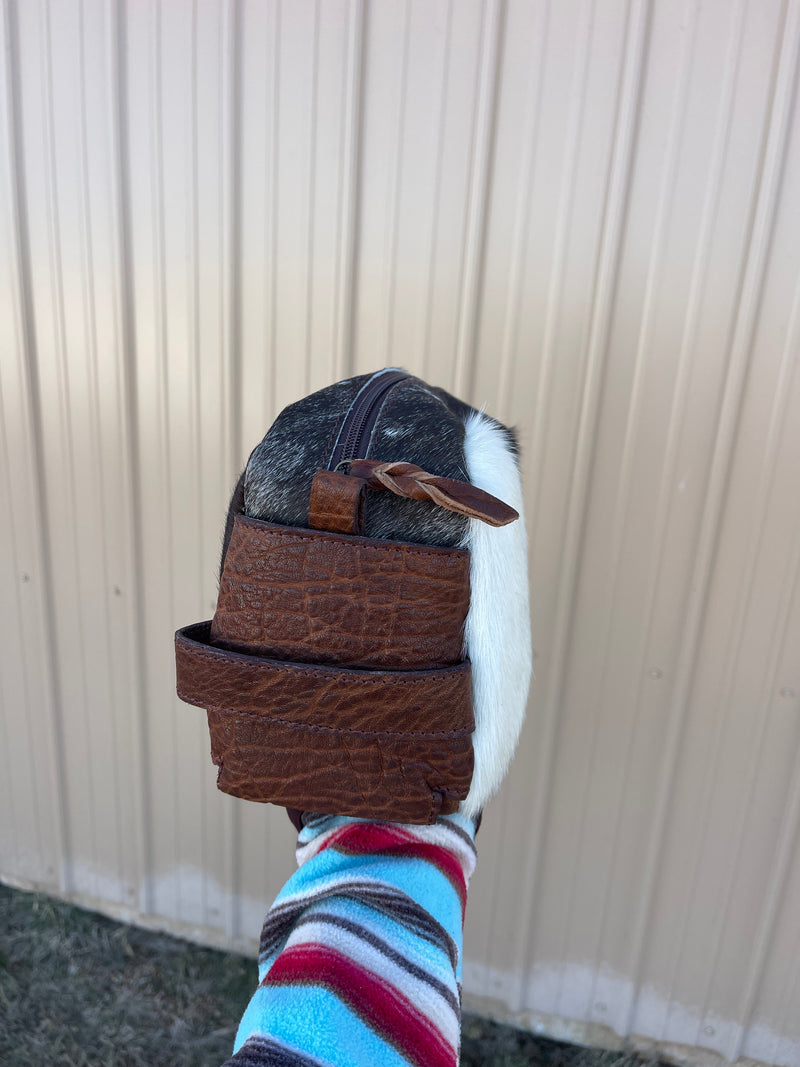 Stampede Cowhide Shaving Bag or Makeup Cosmetic Bag