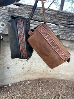Stampede Leather Tooled Cosmetic Shaving Bag