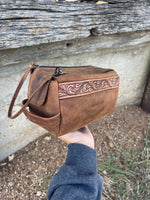 Stampede Leather Tooled Cosmetic Shaving Bag
