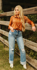 Saddle Cattlemen Couture Lace Turquoise Buttons Top - Also in Plus Sizee