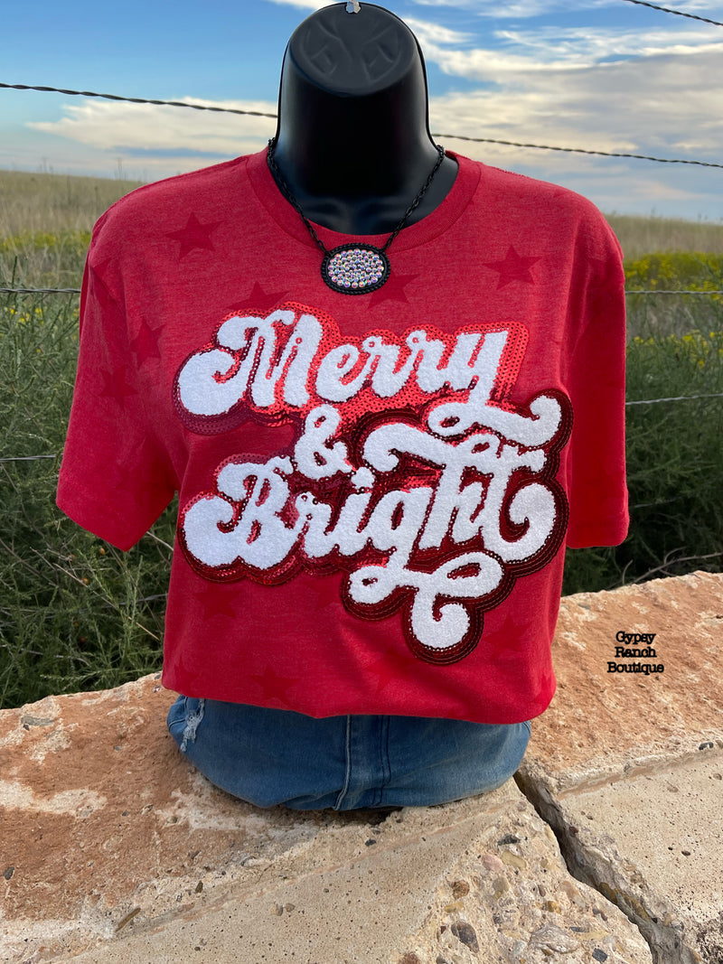 Merry & Bright Sequin Red Star Tee - Also in Plus Size