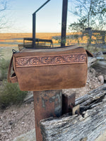 Stampede Leather Tooled Cosmetic Shaving Bag