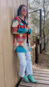 Cordova Cactus Aztec Turquoise Buttons Jacket - Also in Plus Size