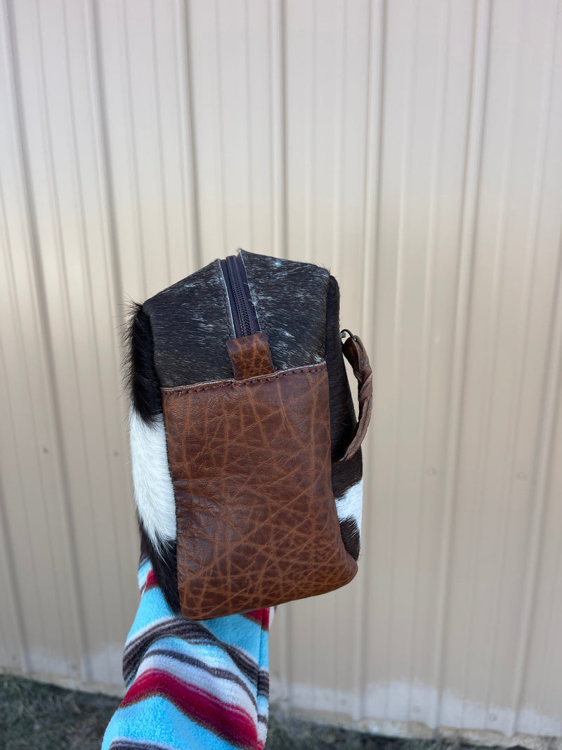 Stampede Cowhide Shaving Bag or Makeup Cosmetic Bag