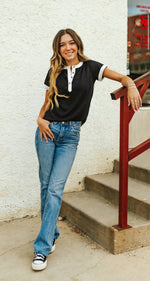Cutler Contrast Concho Button Top - Also in Plus Size