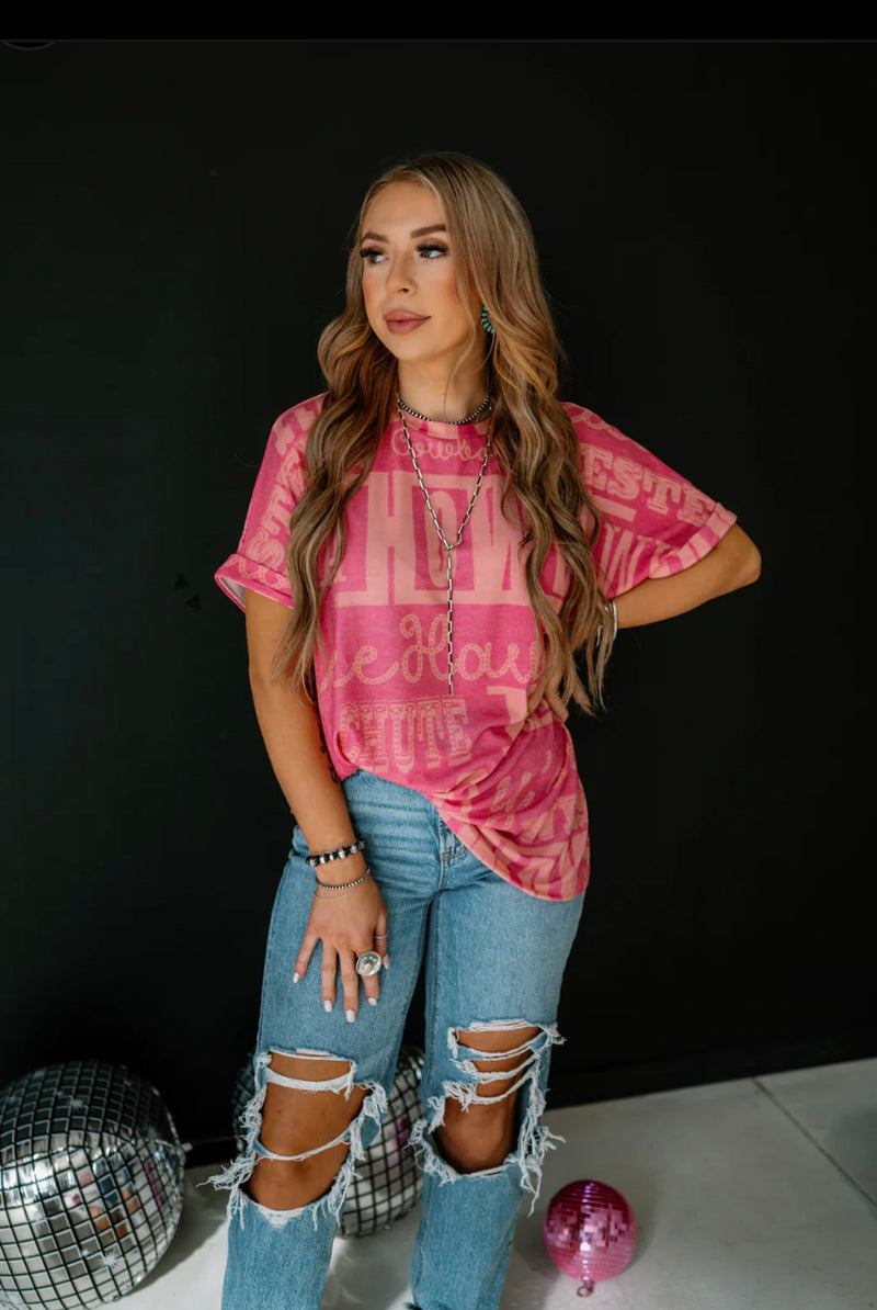 Western Pink Lingo Top  - Also in Plus Size