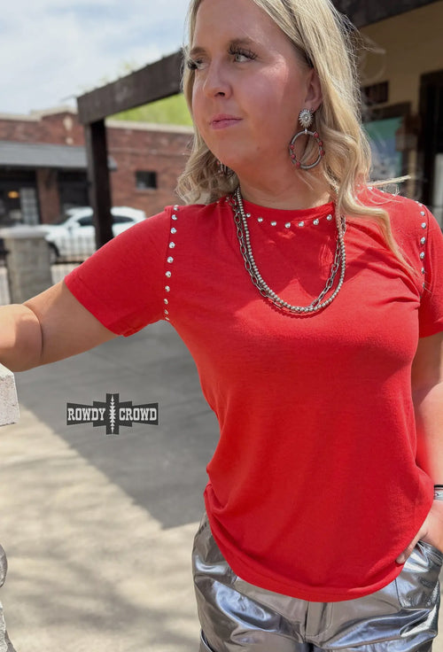 Classic Studded Candle Apple Red Top - Also in Plus Size