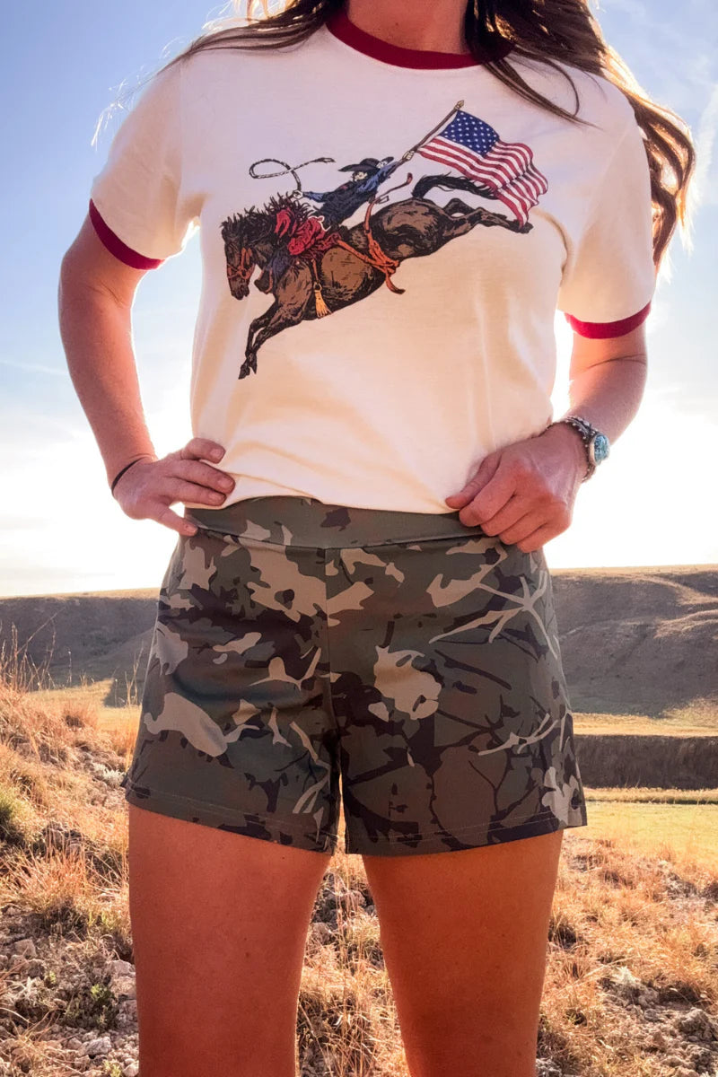 4th of July Bronc Red Ringer Tee - Also in Plus Size – Gypsy Ranch Boutique
