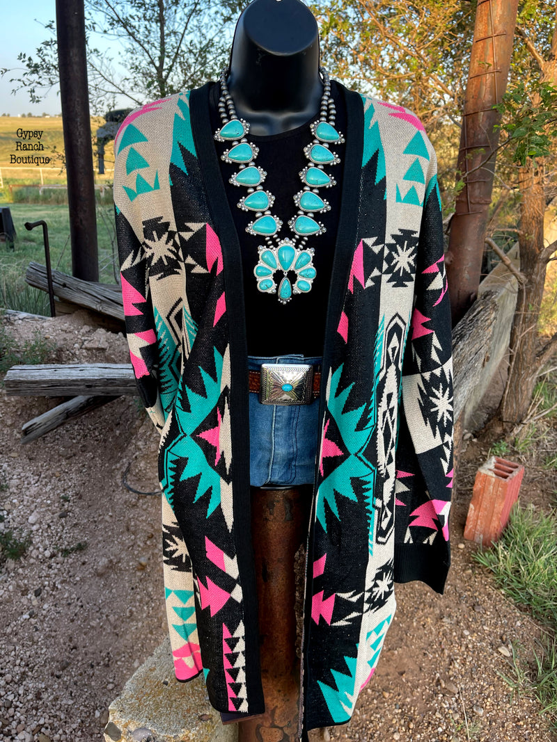 McIntyre Aztec Rhinestone Cardigan Also in Plus Size Gypsy Ranch Boutique