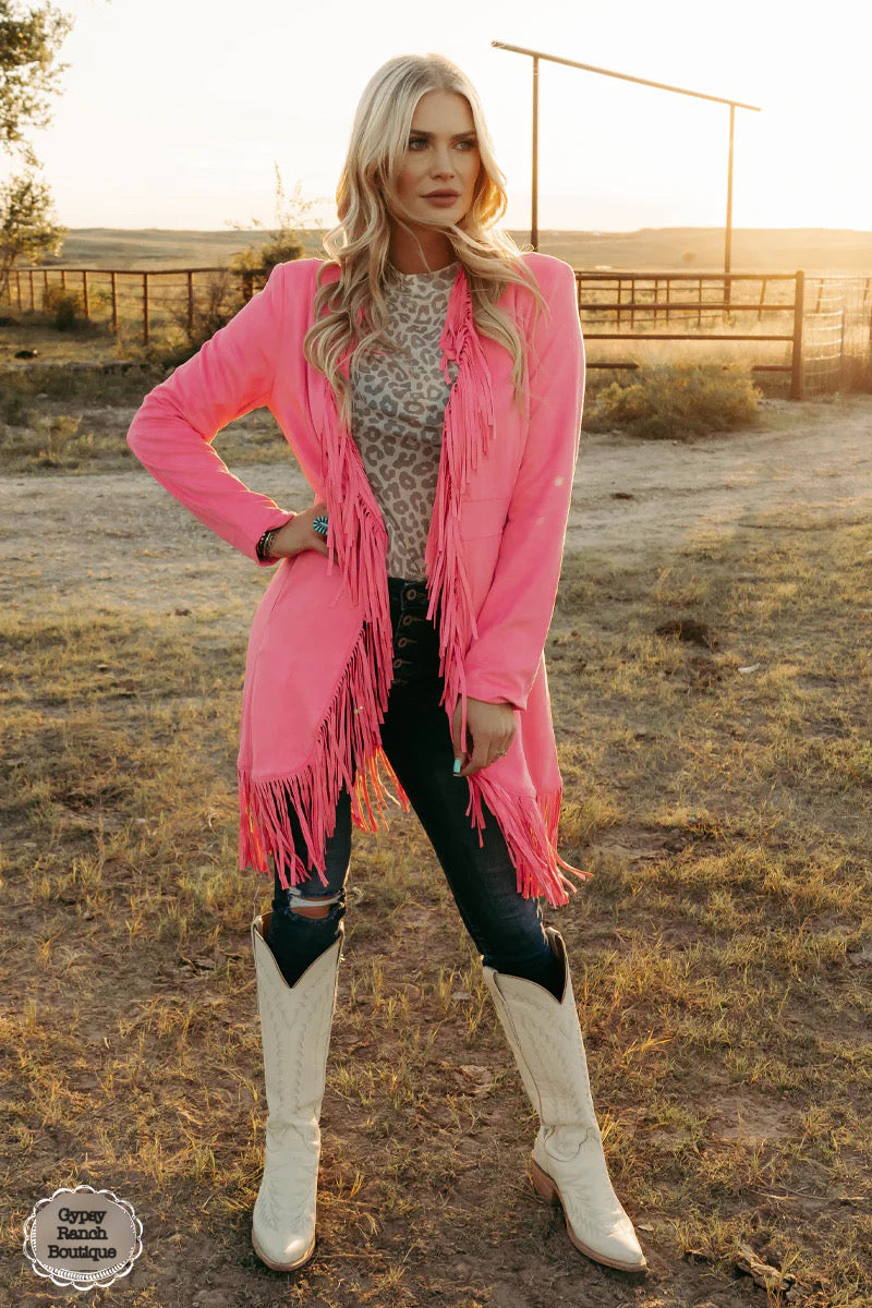 Troubadour Pink Fringe Jacket- Also in Plus Size