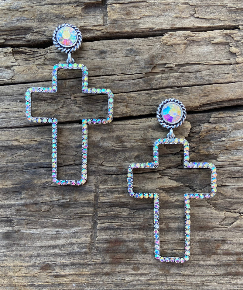 Jaxson Rhinestone Cross Earrings