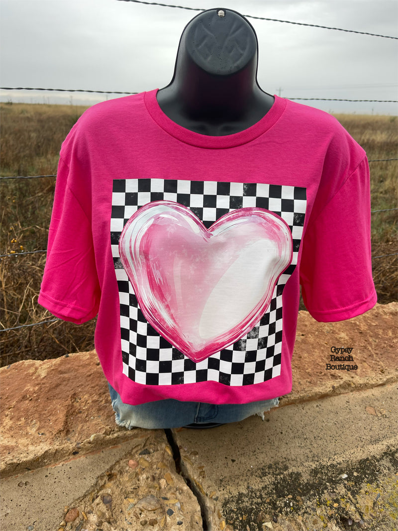 Cover My Heart in Checkered Tee - Also in Plus Size