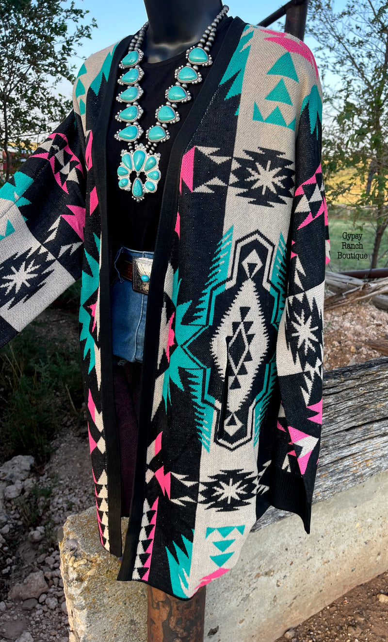 McIntyre Aztec Rhinestone Cardigan - Also in Plus Size