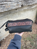 Stampede Leather Tooled Cosmetic Shaving Bag