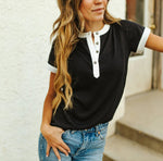 Cutler Contrast Concho Button Top - Also in Plus Size