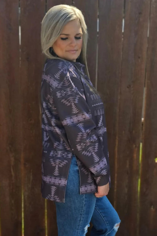 Berlin Aztec Mock Neck Pullover - Also in Plus Size
