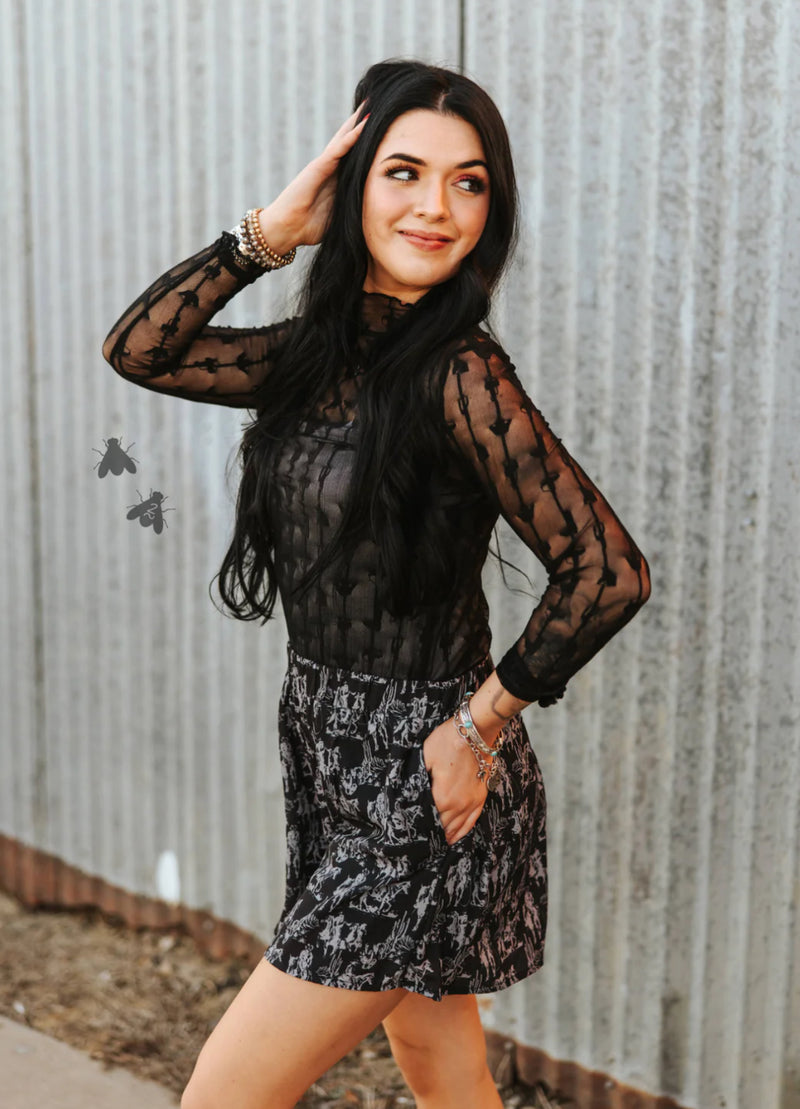 Black Lariat Lace Layering Top - Also in Plus Size