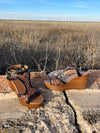 Calgary Tooled Leather Wedge Sandal