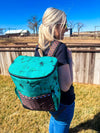 Rodeo Trail Turquoise & Leather Backpack Cooler