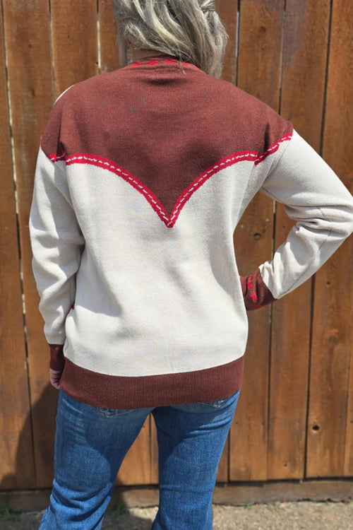 Dust & Spurs Embroidered Bronc Sweater - Also in Plus Size