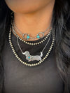 Dachshund Engraved Turquoise Weenie Dog Necklace