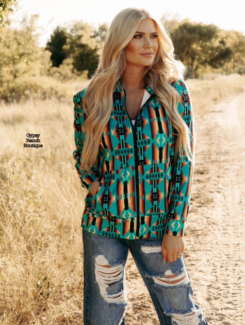Manhattan Mile Aztec Zip Up Jacket - Also in Plus Size