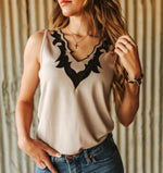 Sweetwater Boot Stitch Mesh Detail Tank - Also in Plus Size