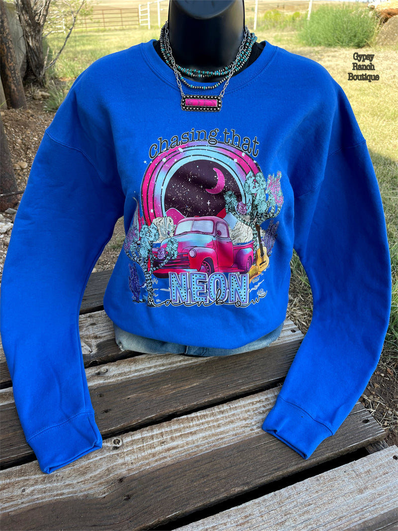 Chasing that Neon Rainbow Sweatshirt - Also in Plus Size
