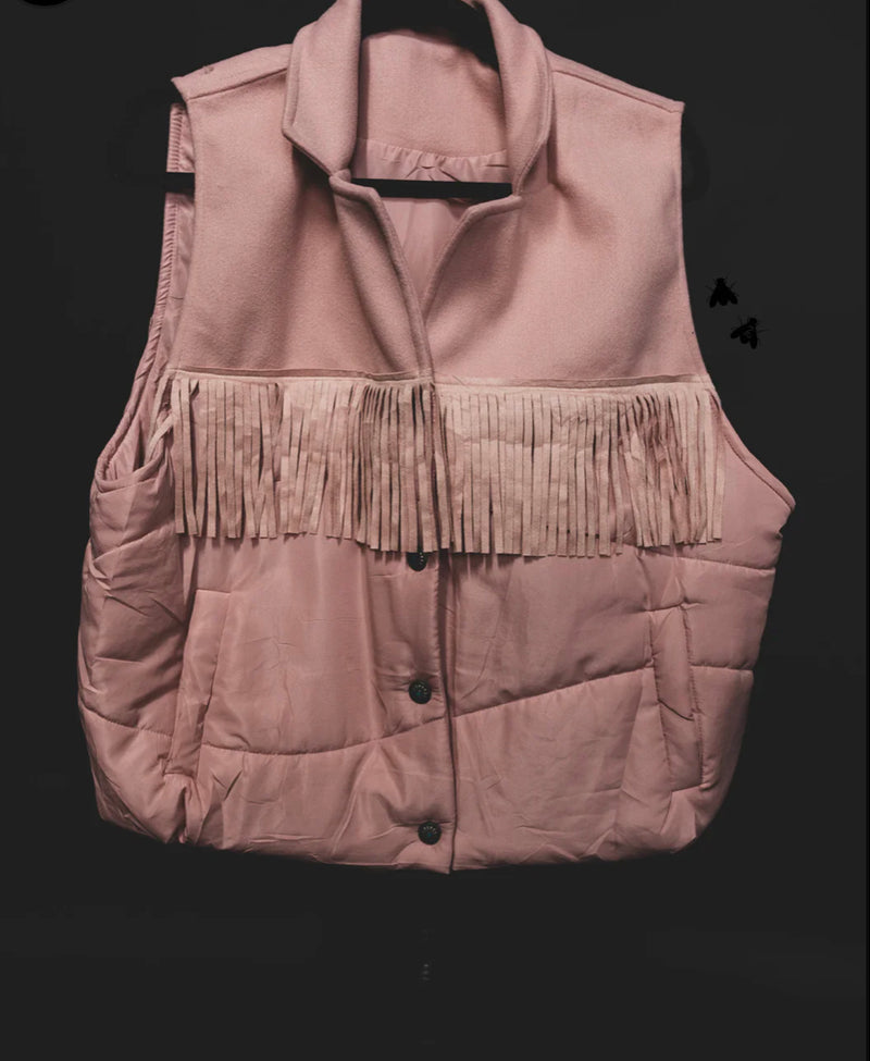Sweet & Southern Fringe Pink Vest - Also in Plus Size