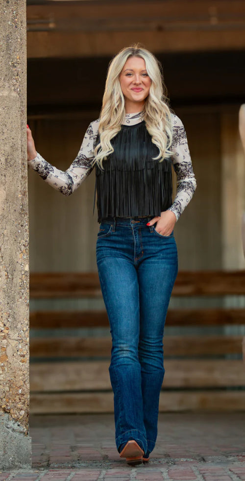 High Noon Cowboy Brands Mesh Layering Top - Also in Plus Size